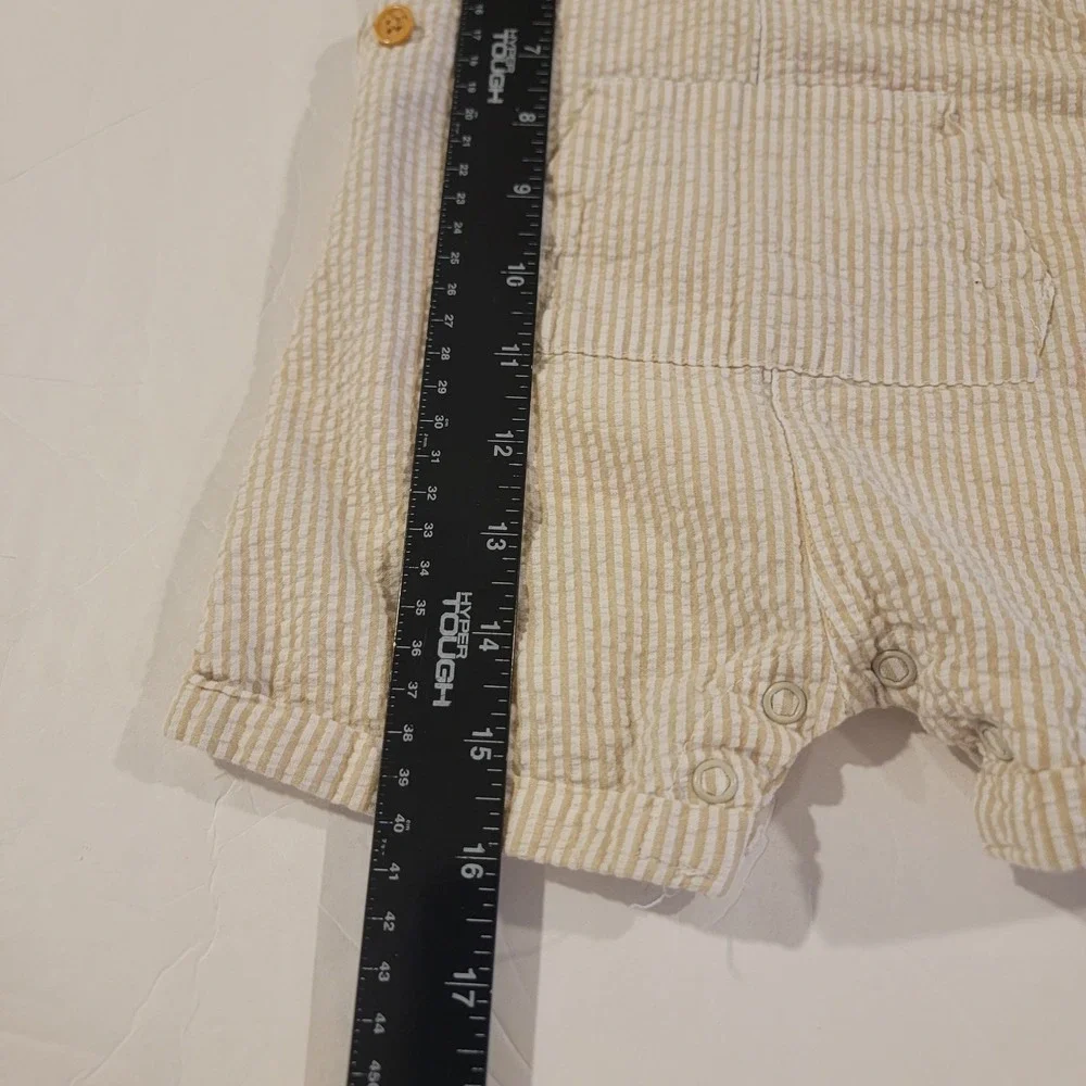 Disney Baby Overalls Boys 6/9 Months Lightning McQueen Pixar‎ Cars Seersucker